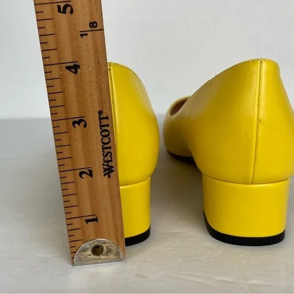 Wayderns Square Heels Pumps Shoes Size 7 Neon Yellow Preppy Career Y2K Inspired - Picture 7 of 9